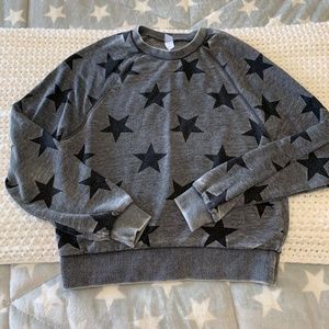 Star Print Crewneck - Distressed Look